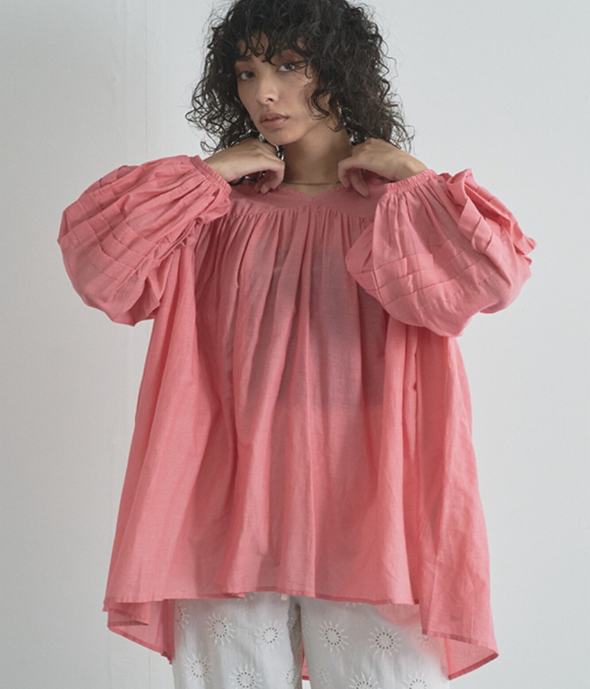 [AUDREY] [Audrey and John Wad]  last restock ! ‘MADE IN INDIA’ COTTON VOILE SERIES lovely voluminous blouse / pink