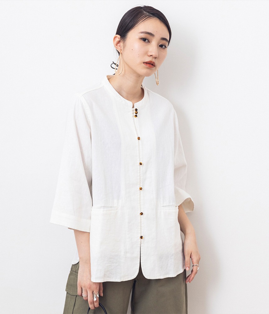 [JPN buying]  khakito china button shirts jacket / white