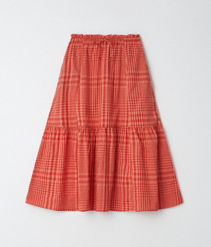 [JPN buying]  2nd restock ! LILASIC cotton red &amp; pink check tiered skirt